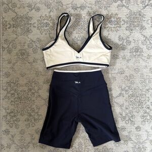 TALA Cream and Black Sports Bra and Shorts Set